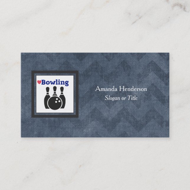 Kärlek Bowling Silhouette WIth Bowling Stift och B Visitkort (Framsida)