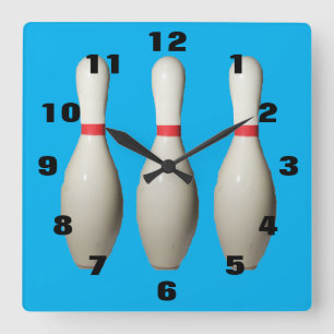 Kärlek Bowling Stift Acrylic Wall Clock Fyrkantig Klocka