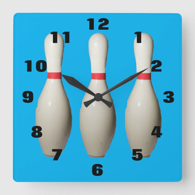 Kärlek Bowling Stift Acrylic Wall Clock Fyrkantig Klocka (Framsida)