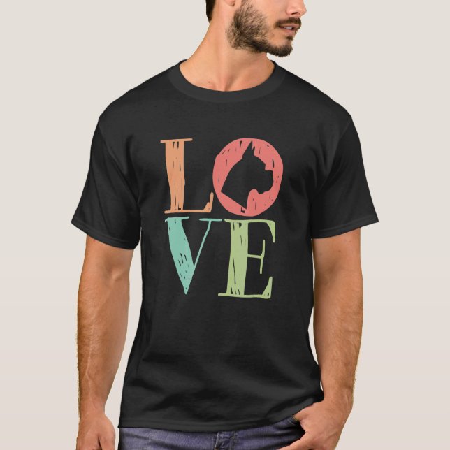 Kärlek Boxer Hund Cute Retro Hund T Shirt (Framsida)