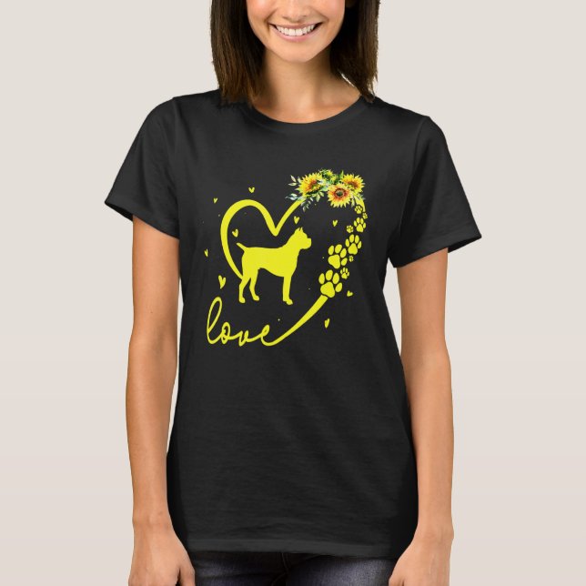 Kärlek Boxer Hund Solros He T Shirt (Framsida)