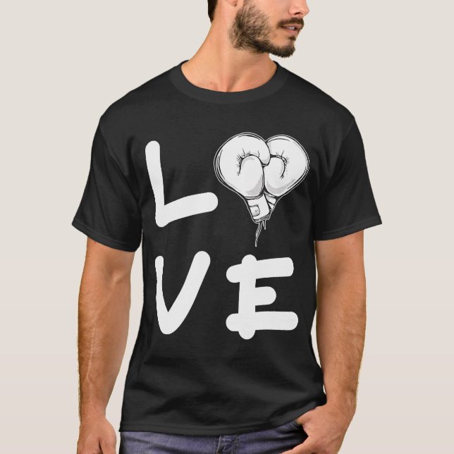Kärlek Boxing Gves Boxing Fighter Slår T Shirt (Framsida)