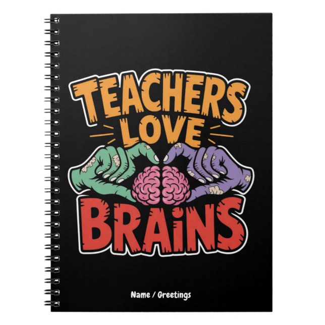 Kärlek Brains Zombie Händer Heart Halloween Anteckningsbok (Framsidan)