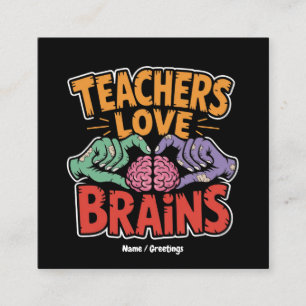 Kärlek Brains Zombie Händer Heart Halloween Fyrkantigt Visitkort