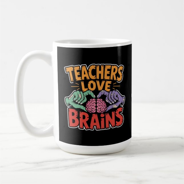 Kärlek Brains Zombie Händer Heart Halloween Kaffemugg (Vänster)