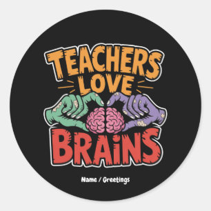 Kärlek Brains Zombie Händer Heart Halloween Runt Klistermärke