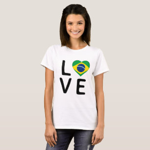Kärlek - Brasilien Flagga T Shirt