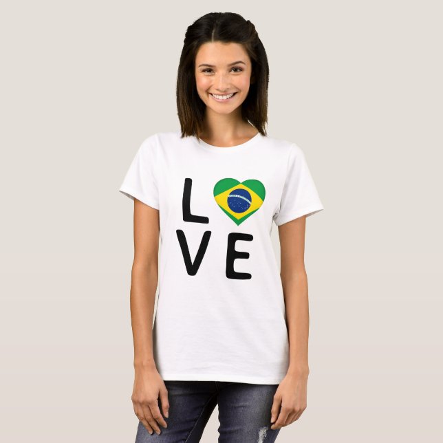 Kärlek - Brasilien Flagga T Shirt (Hel framsida)