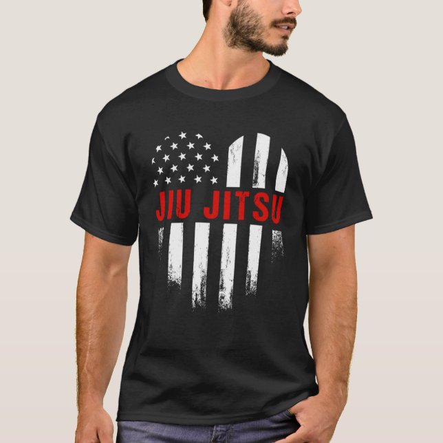 Kärlek Brazilian Jiu Jitsu American Flagga US Spor T Shirt (Framsida)