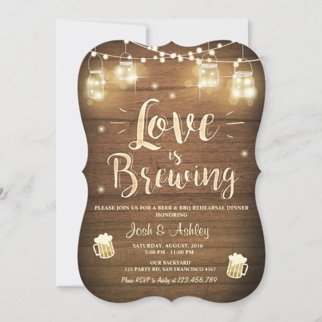 Kärlek breder ut sig i möhippan Wood för att uppre Inbjudningar (Framsida)