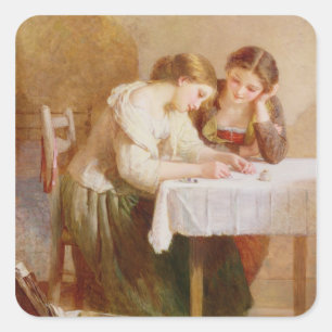 Kärlek Brev, 1871 Fyrkantigt Klistermärke