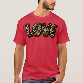 Kärlek Brev Animal Print Cheetah Leopard Heart Va T Shirt