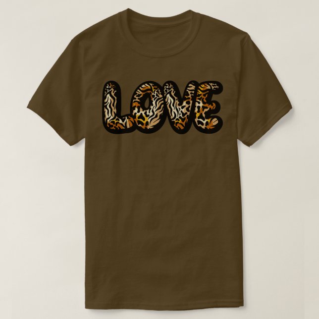 Kärlek Brev Animal Print Cheetah Leopard Heart Va T Shirt (Design framsida)