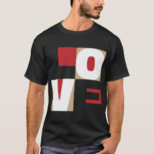 Kärlek Brev Art Contemporary Red Black Guld Design T Shirt