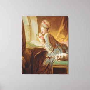 "Kärlek Brev" av Jean-Honoré Fragonard Rococo Canvastryck