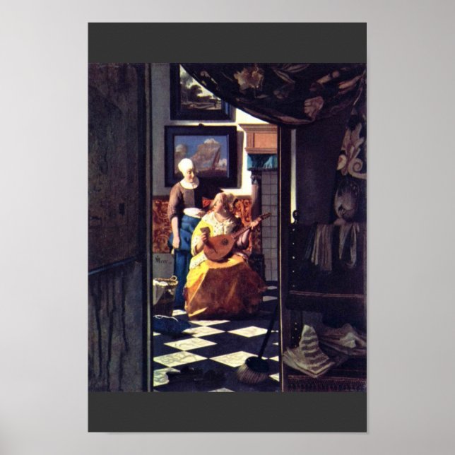 Kärlek Brev, av Johannes Vermeer Poster (Framsidan)