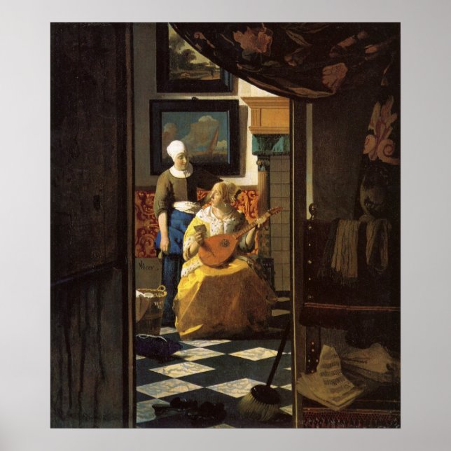 Kärlek brev av Johannes Vermeer Poster (Framsidan)