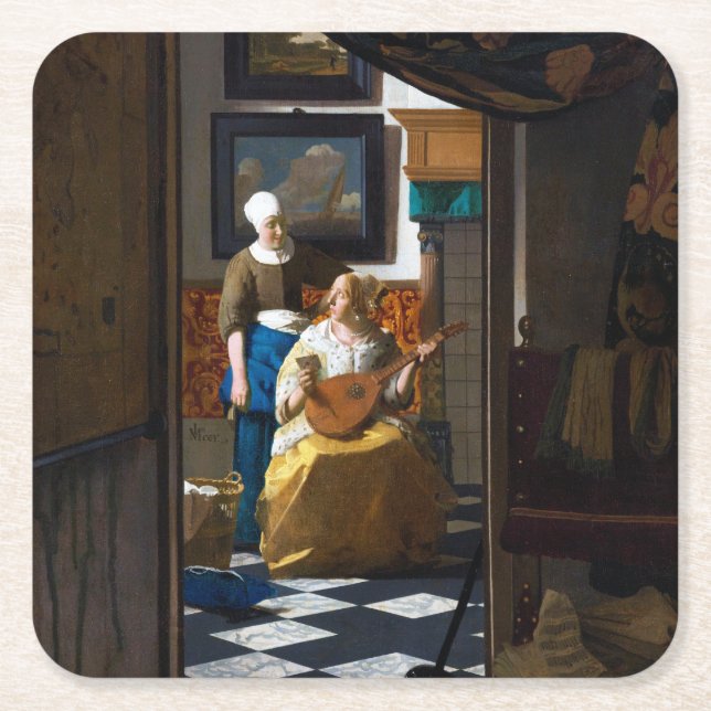 Kärlek Brev, Johannes Vermeer Underlägg Papper Kvadrat (Framsidan)
