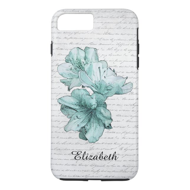 Kärlek Brev Mint Illustrated Flower Customize Namn Case-Mate iPhone Skal (Baksida)