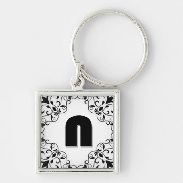 Kärlek Brev ’N’ Fyrkantig Silverfärgad Nyckelring (Framsidan)