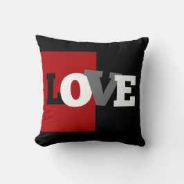 KÄRLEK brev (svart, vitt, grått, krimson) Kudde