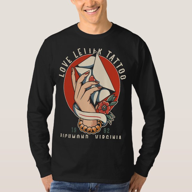 Kärlek Brev Tattoo Studio Richmond Old school T Shirt (Framsida)