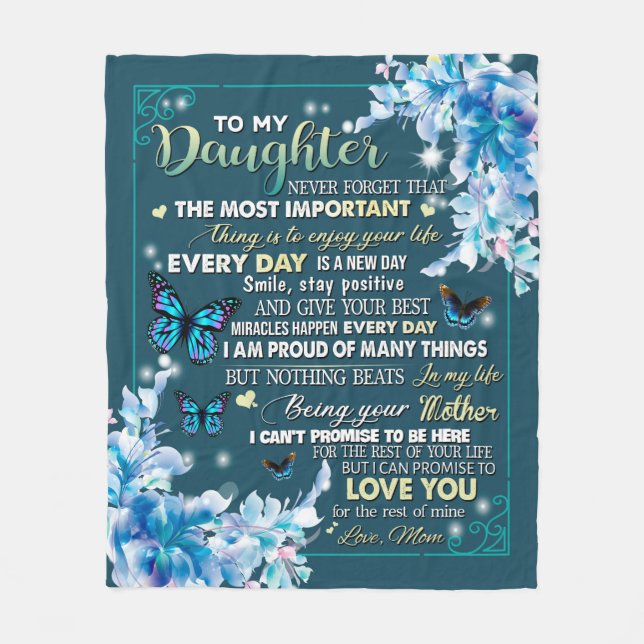 Kärlek Brev till min dotter från Mamma födelsedags Fleecefilt (Framsidan)