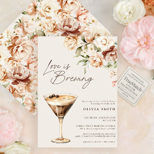 Kärlek Brewing Blommigt Coffee Martini Möhippa Inbjudningar