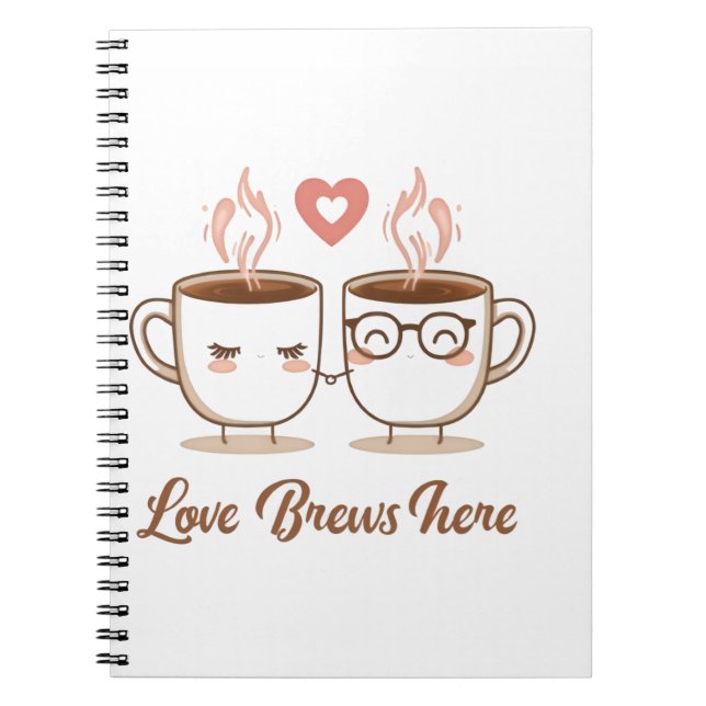 Kärlek Brews here - Cute Romantic Coffee lite par Anteckningsbok (Framsidan)