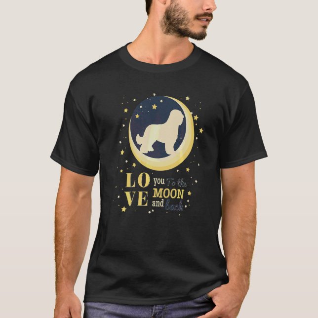 Kärlek Briard Hund till Måne T Shirt (Framsida)