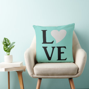 Kärlek Bride & Co Teal Blue Bröllop Home Decor Kudde