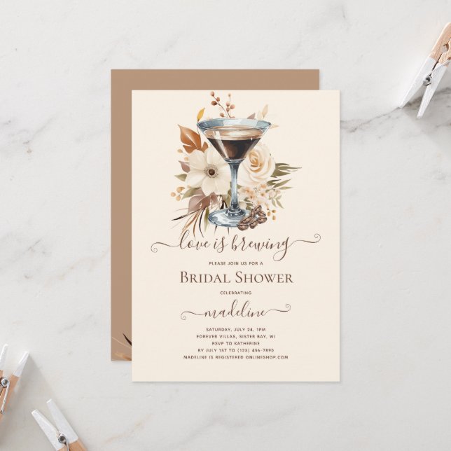 Kärlek bringar Espresso Martini Möhippa Inbjudningar (Fram/Back In Situ)