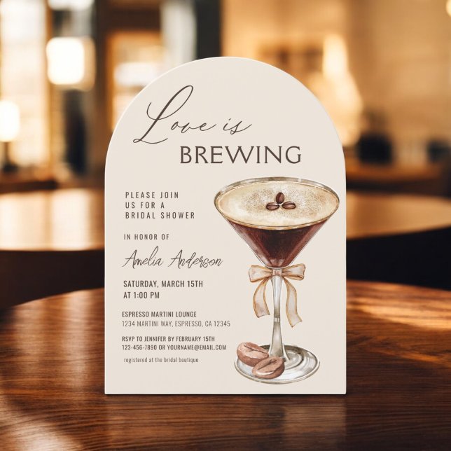Kärlek bringar Espresso Martini Möhippa Inbjudningar (Skapare uppladdad)