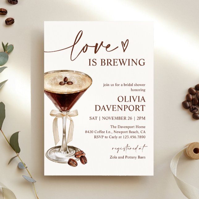 Kärlek bringar Espresso Martini Möhippa Inbjudningar (Skapare uppladdad)