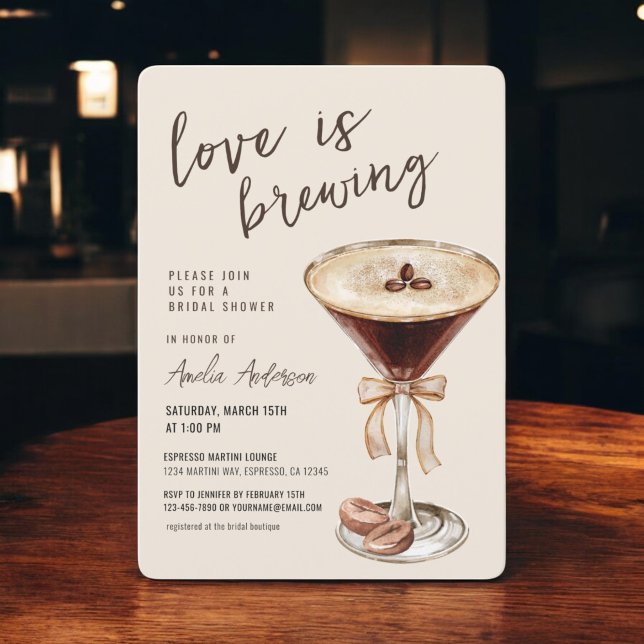 Kärlek bringar Espresso Martini Möhippa Inbjudningar (Skapare uppladdad)