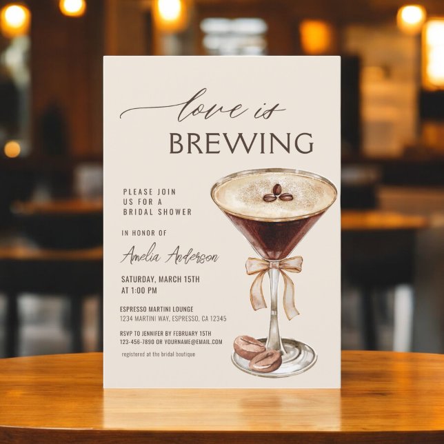 Kärlek bringar Espresso Martini Möhippa Inbjudningar (Skapare uppladdad)