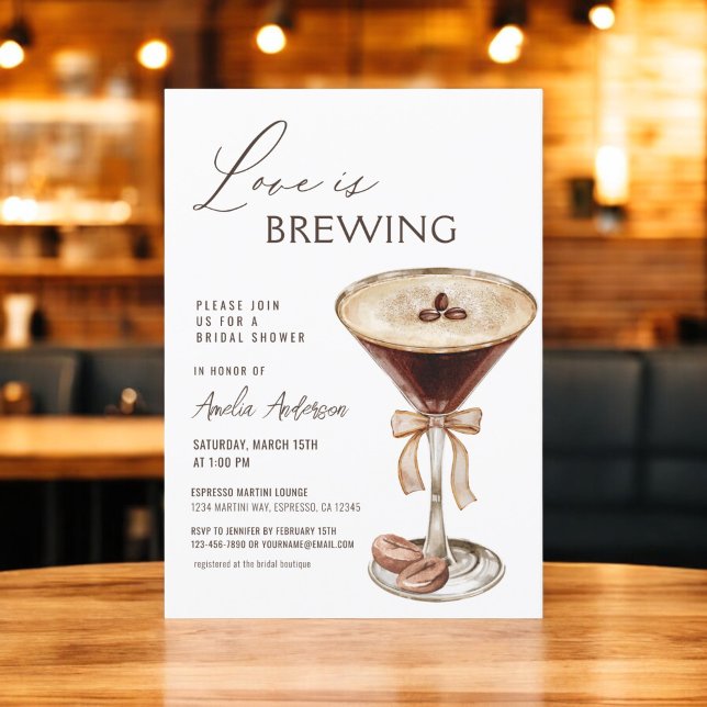 Kärlek bringar Espresso Martini Möhippa Inbjudningar (Skapare uppladdad)