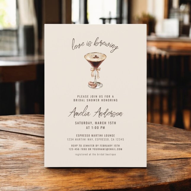Kärlek bringar Espresso Martini Möhippa Inbjudningar (Skapare uppladdad)