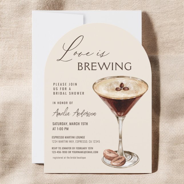 Kärlek bringar Espresso Martini Möhippa Inbjudningar (Skapare uppladdad)
