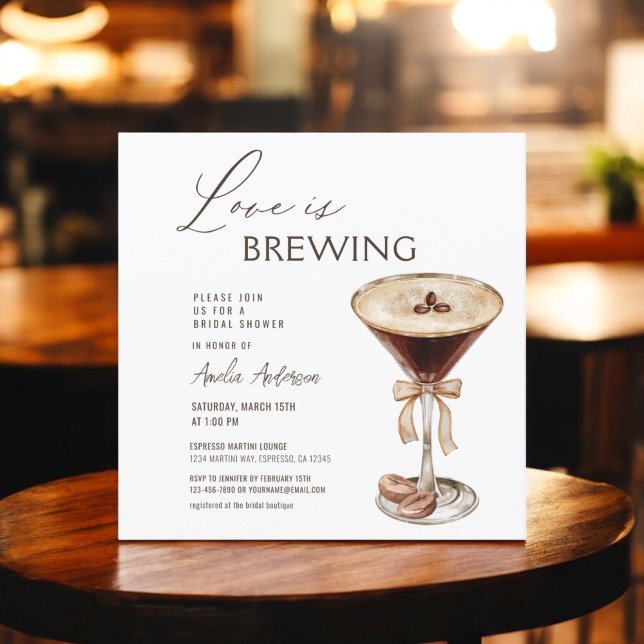 Kärlek bringar Espresso Martini Möhippa Inbjudningar (Skapare uppladdad)