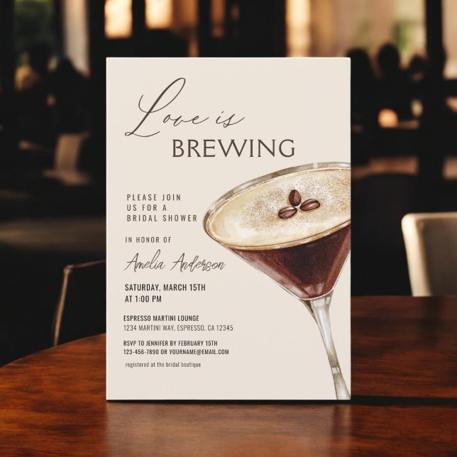 Kärlek bringar Espresso Martini Möhippa Inbjudningar (Skapare uppladdad)