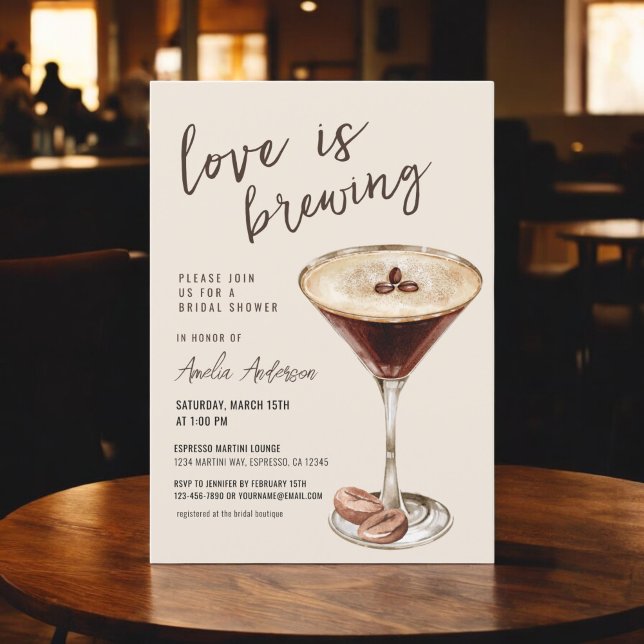 Kärlek bringar Espresso Martini Möhippa Inbjudningar (Skapare uppladdad)