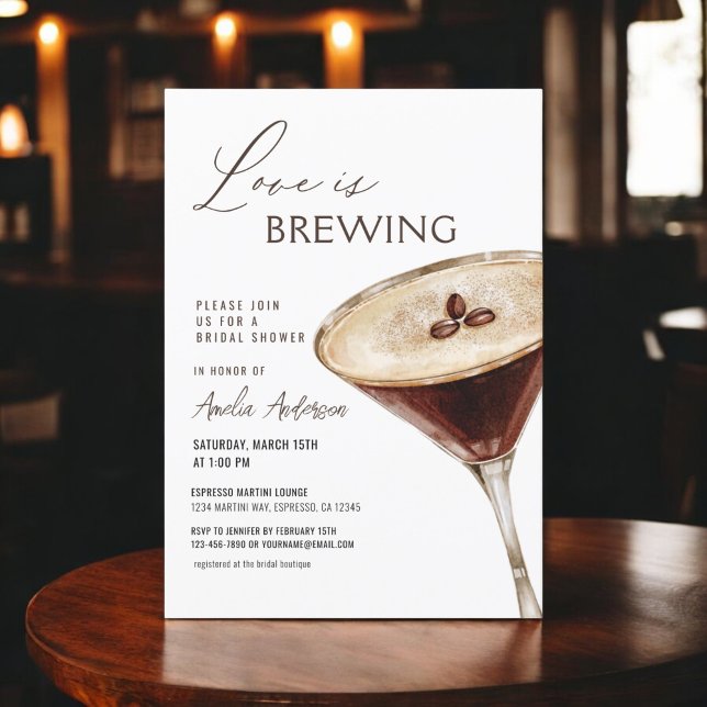 Kärlek bringar Espresso Martini Möhippa Inbjudningar (Skapare uppladdad)