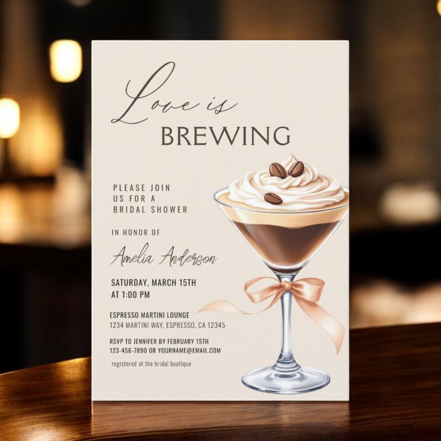 Kärlek bringar Espresso Martini Möhippa Inbjudningar (Skapare uppladdad)