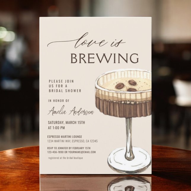 Kärlek bringar Espresso Martini Möhippa Inbjudningar (Skapare uppladdad)