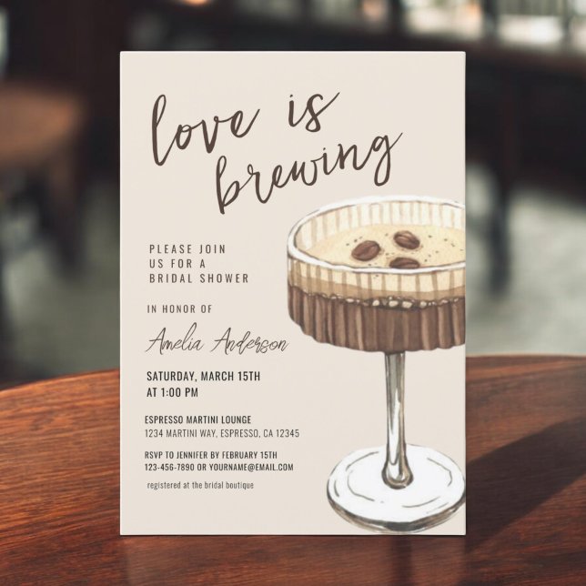 Kärlek bringar Espresso Martini Möhippa Inbjudningar (Skapare uppladdad)