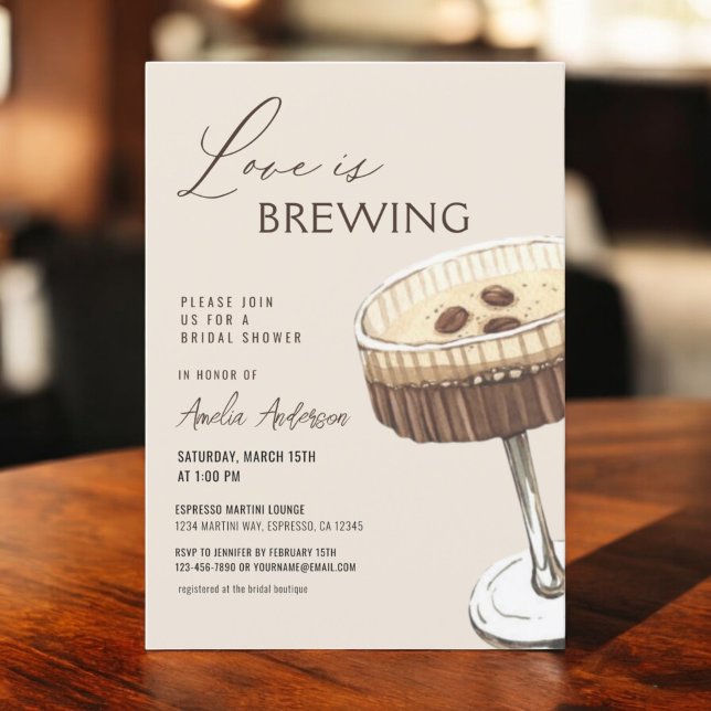Kärlek bringar Espresso Martini Möhippa Inbjudningar (Skapare uppladdad)