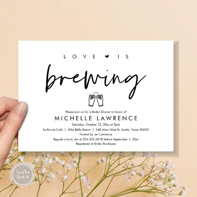 Kärlek brinner, Beer Party Möhippa Inbjudningar (Love is Brewing, Bridal Shower Invitation Card, PDF, Beer Brew Party Celebration, Black and White)