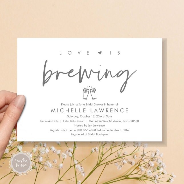 Kärlek brinner, Beer Party Möhippa Inbjudningar (Love is Brewing, Bridal Shower Invitation Card, PDF, Beer Brew Party Celebration, Dark Grey)
