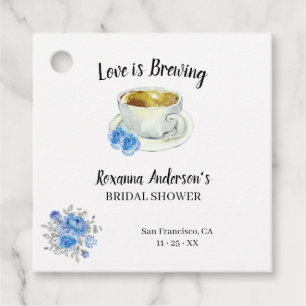 Kärlek brinner Blåa blommor Tea-Möhippan Gåvor Etiketter